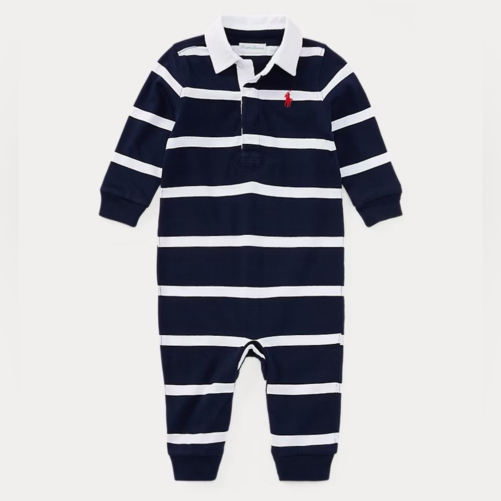 Ralph Lauren Striped Cotton Jersey Rugby Coverall 6 month